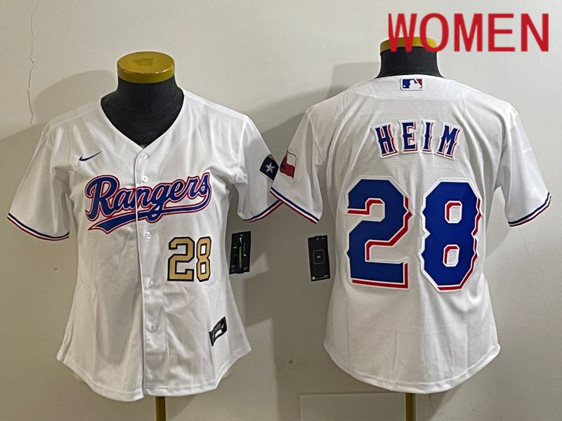 Women Texas Rangers #28 Heim White Nike Game 2024 MLB Jersey style 3